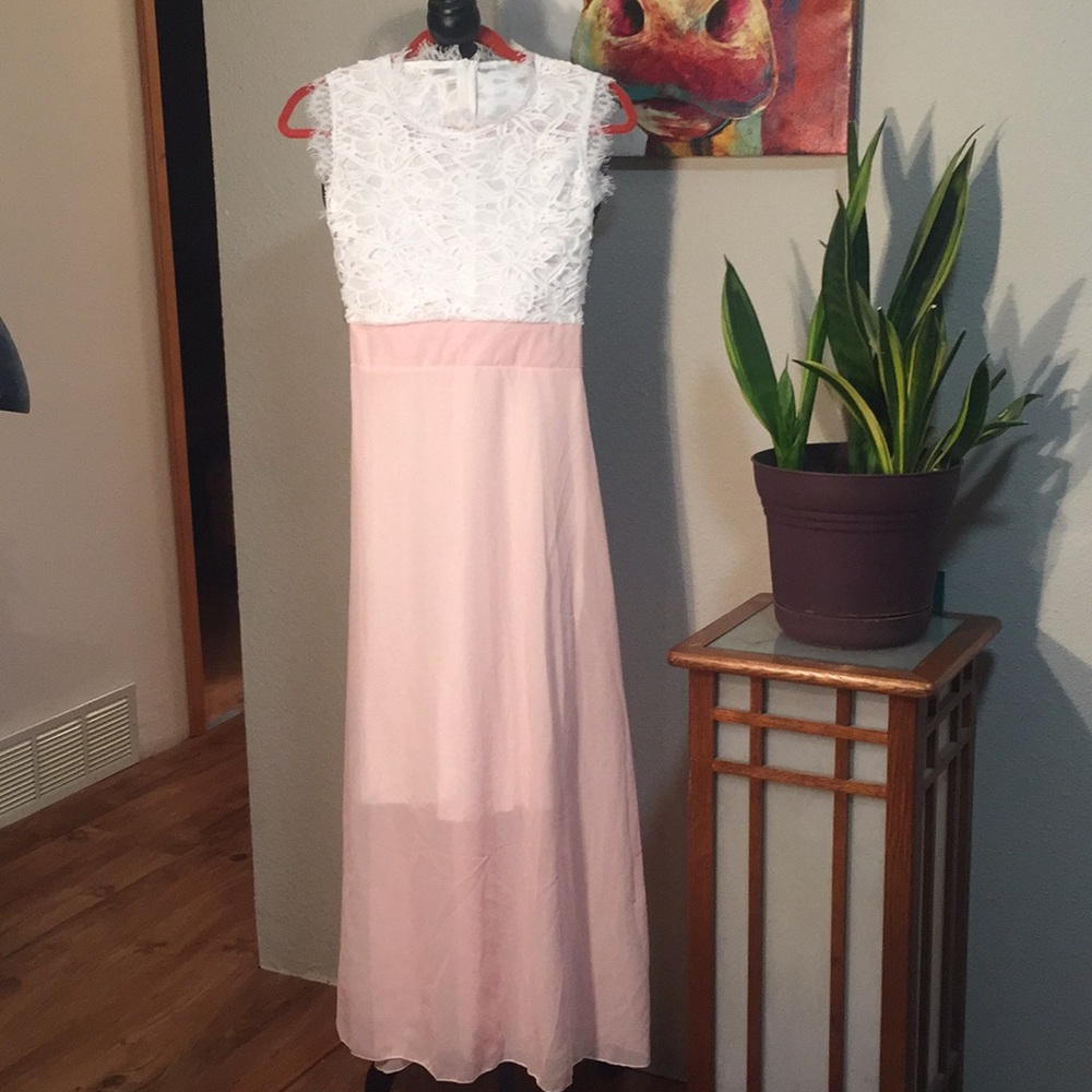 Silk and lace fitted maxi with side slit. NWOT!